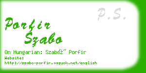 porfir szabo business card